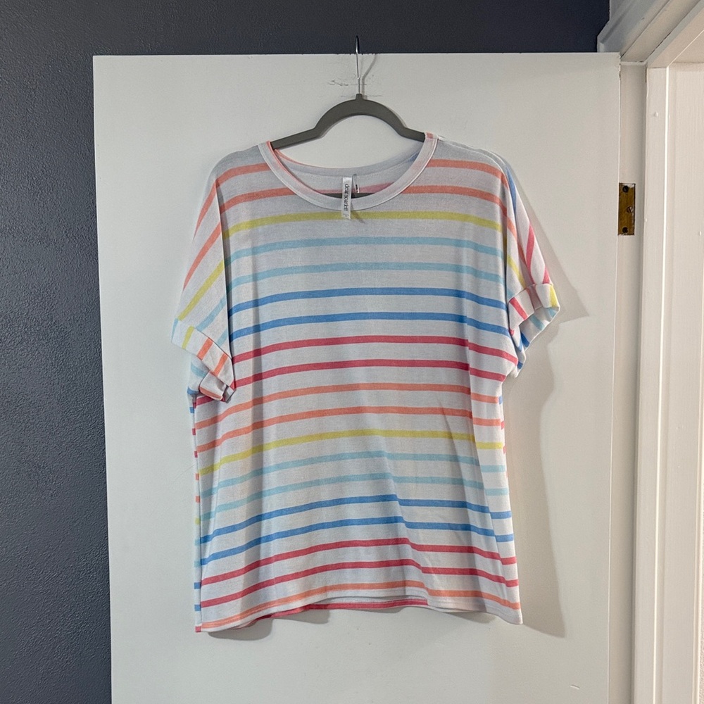 Scarlett Multicolor Striped Short Sleeve Tee